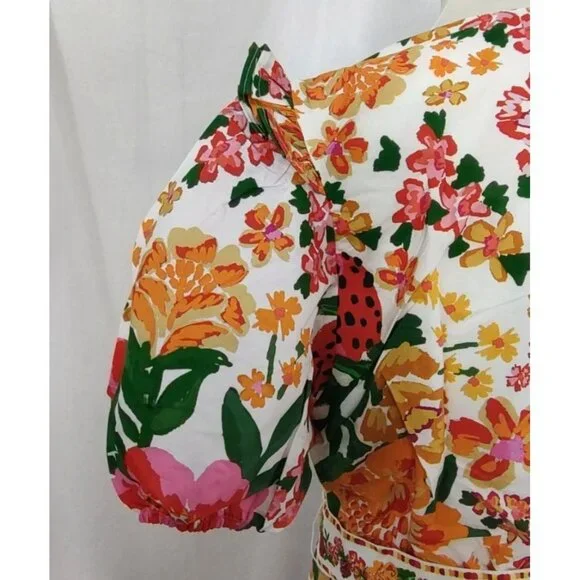 FARM RIO Romper XL Floral Off-White Flowerful Sketch Belted NEW - Picture 12 of 16